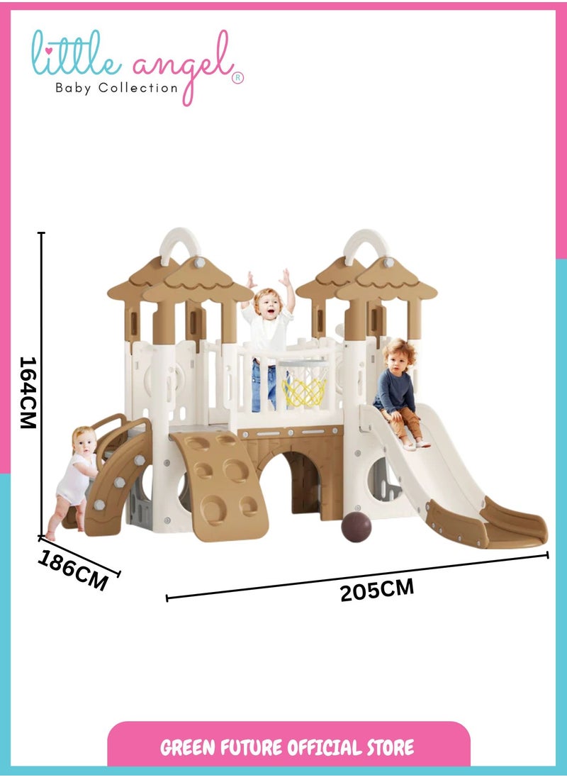 Kids Playset and Activity Center - Toddler Outdoor Slide with Basketball Hoop and Play Tower, Perfect for Indoor Spaces and Backyards