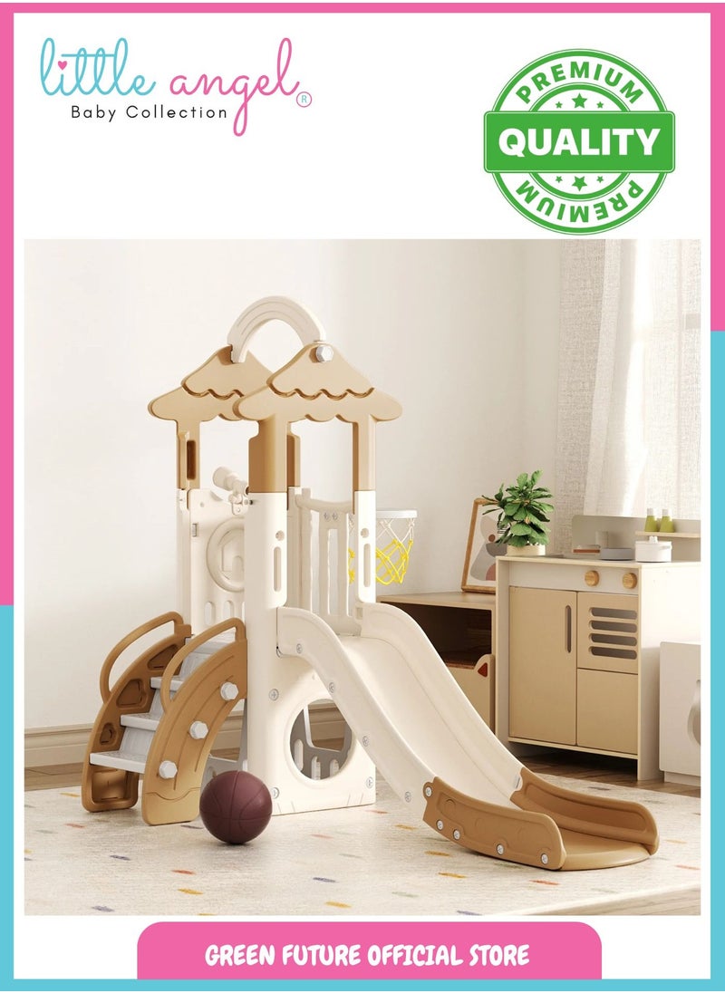 Kids Playset with Slide - Activity Center and Playhouse with Climber, Basketball Hoop, and Telescope for Indoor and Outdoor Use, Durable for Toddlers