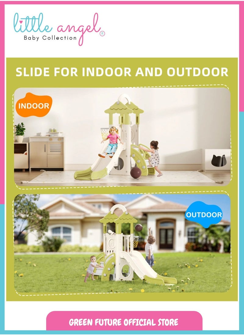 Kids Playset with Slide - Activity Center and Playhouse with Climber, Basketball Hoop, and Telescope for Indoor and Outdoor Use, Durable for Toddlers