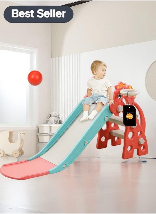 2 in 1 Children's Slide Kids Slide with Basketball Hoop Indoor Home Multi-Function Combination Folding Toys Baby Slide For Boys and Girls,مرجيحة اطفال