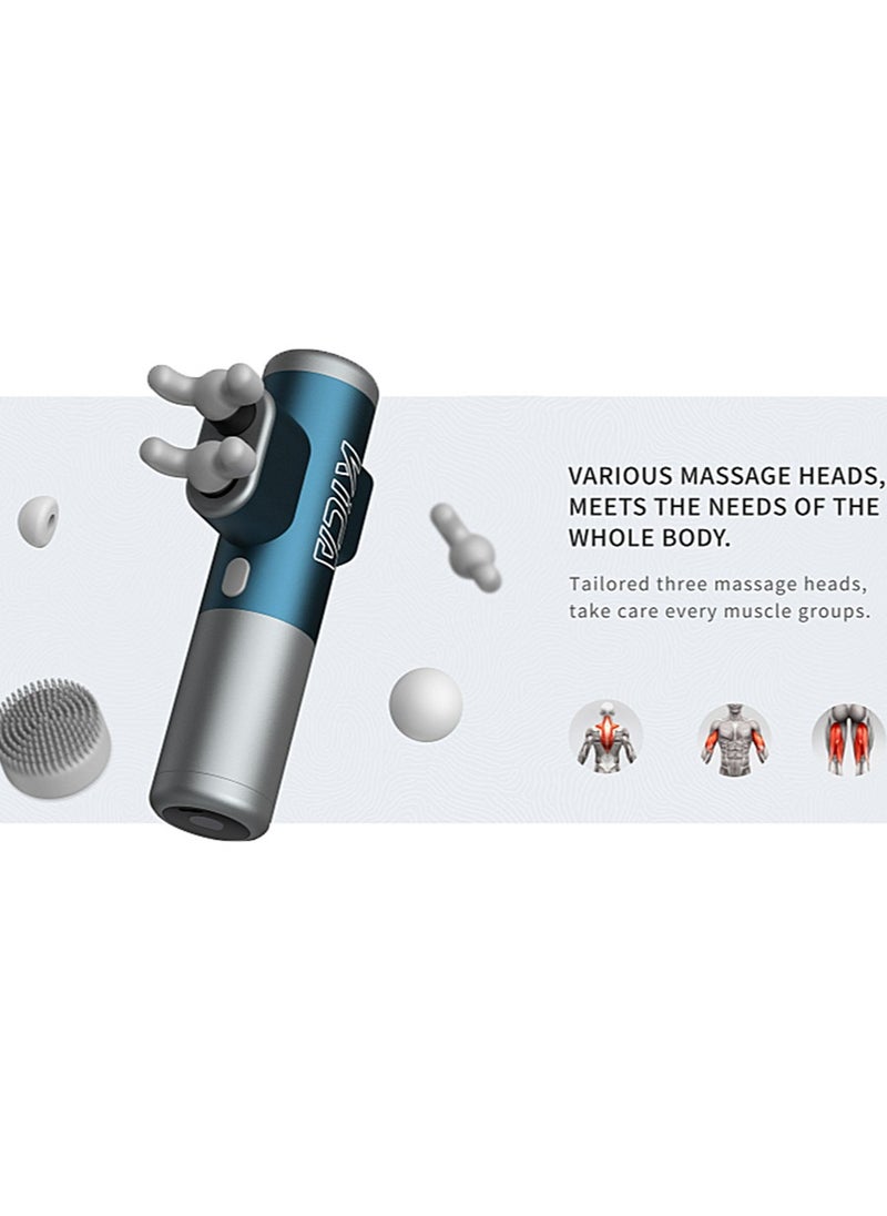 3 Massage Device for Athletes / Double Heads/ Portable /Deep Tissue for Body/Arms/Back Muscle Massager/Relief/Gym/Sports/Pain Recovery - Blue