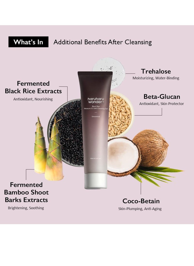 Wonder Black Rice Moisture 5.5 Soft Cleansing Gel 100ml Fermented Black Rice Face Wash Foam Cleanser