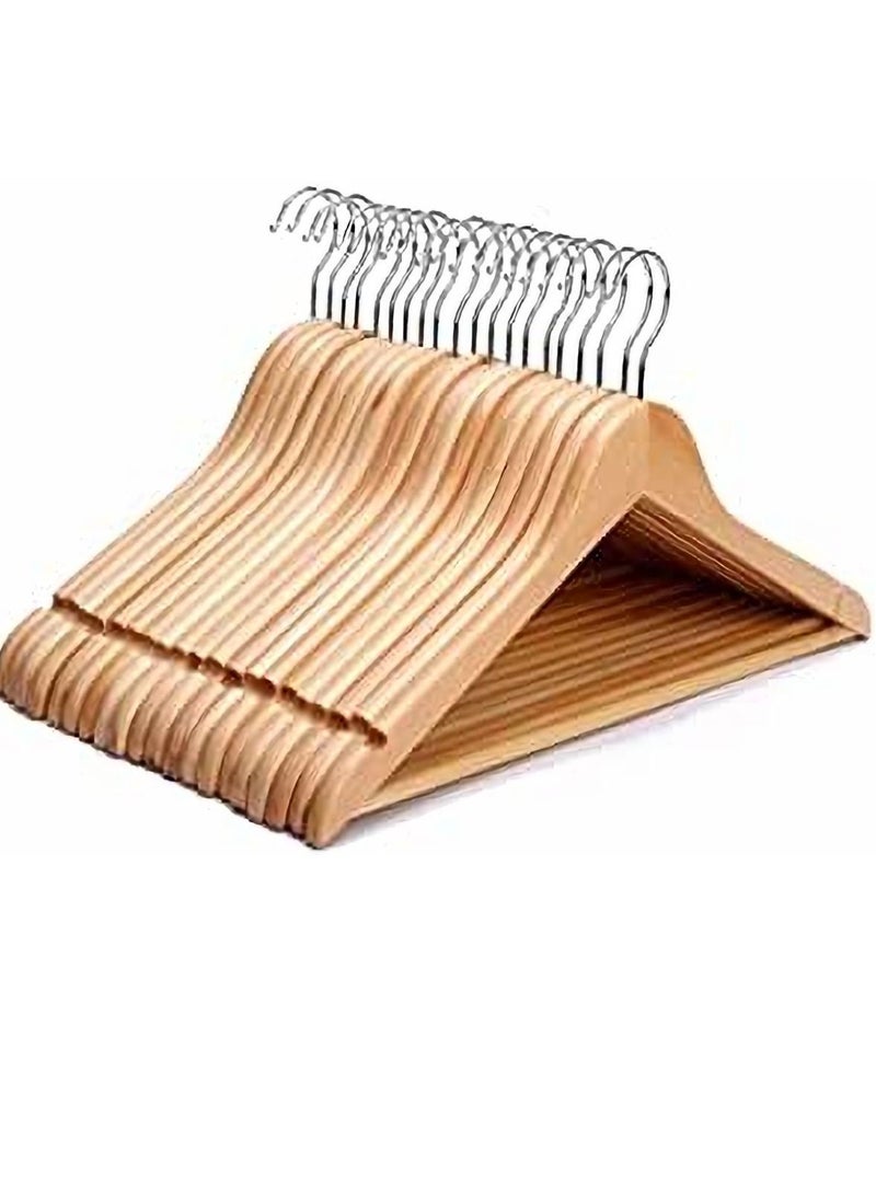 Wooden Suit Hangers With Non Slip Pants Bar,Smooth Finish Solid Wood Coat Hanger With 360° Swivel Hook And Precisely Cut Notches For Camisole, Jacket, Pant, Dress Clothes Hangers (20 Pack)