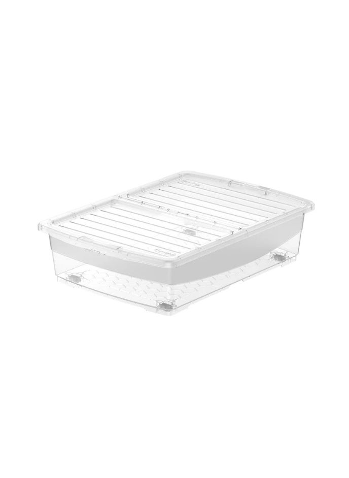 45L Clear Plastic Underbed Storage Box with Wheels & Lockable Lid