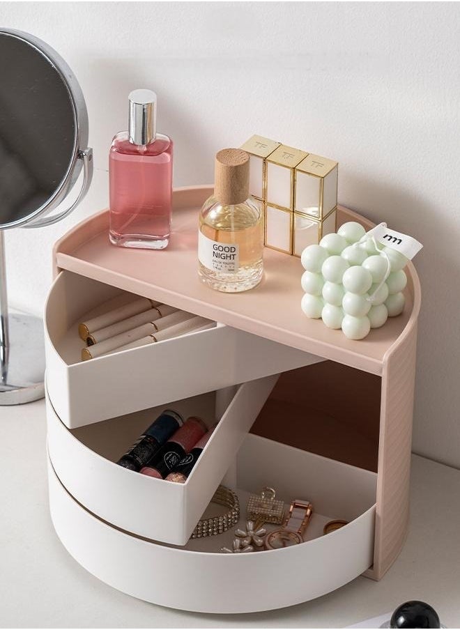 Multi-Function Rotating Storage Organizer,Cosmetic Storage Box,Rotating Storage Box Desktop Placement Half Circle Student Children Stationery Storage Box,Half Circle Rotating Universal Bathroom Organization Solution Holder