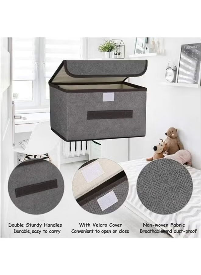 4 foldable storage boxes with gray lid, large box 36x23x24cm, small box 25x16x19cm