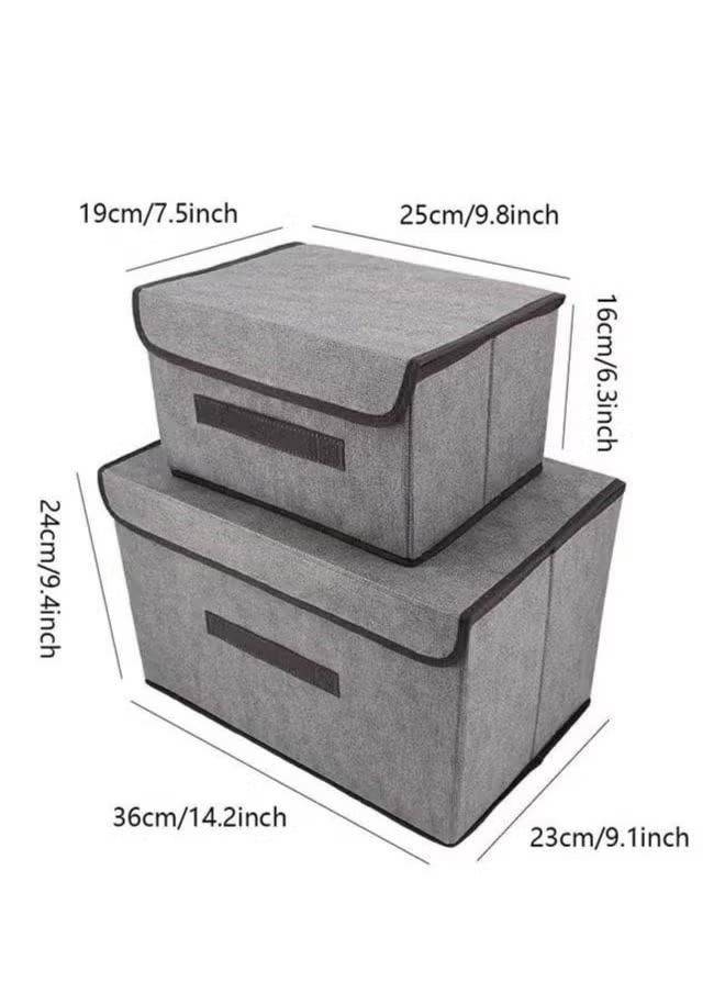 4 foldable storage boxes with gray lid, large box 36x23x24cm, small box 25x16x19cm