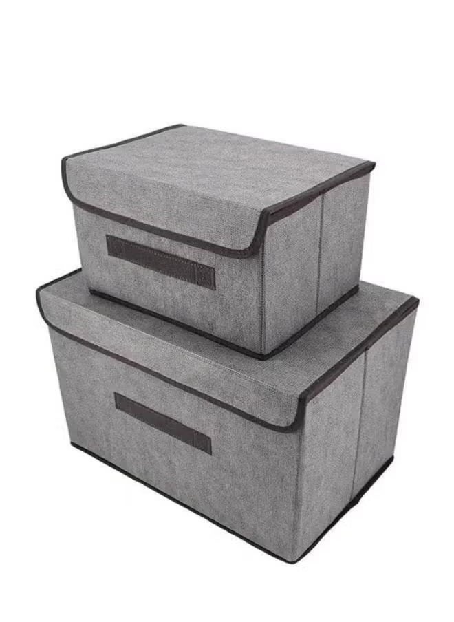 4 foldable storage boxes with gray lid, large box 36x23x24cm, small box 25x16x19cm