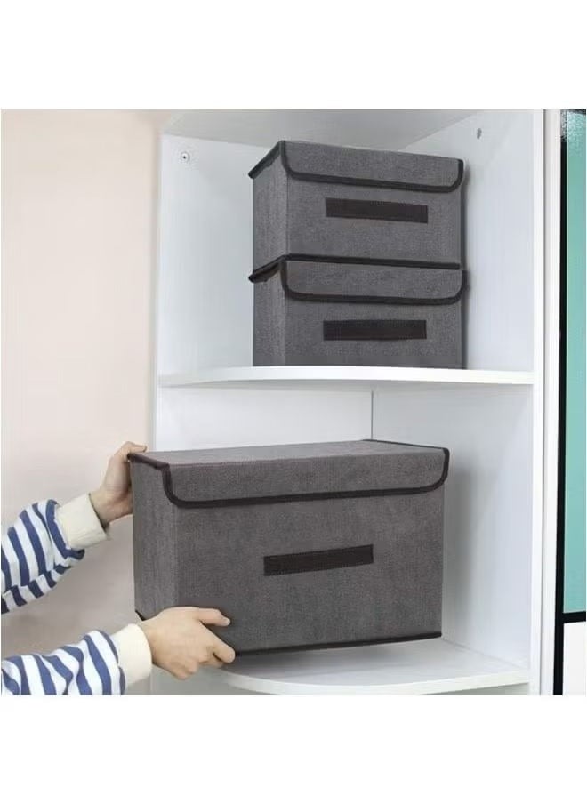 4 foldable storage boxes with gray lid, large box 36x23x24cm, small box 25x16x19cm