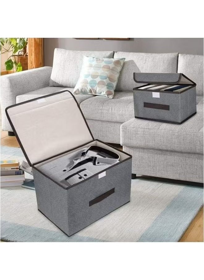 4 foldable storage boxes with gray lid, large box 36x23x24cm, small box 25x16x19cm