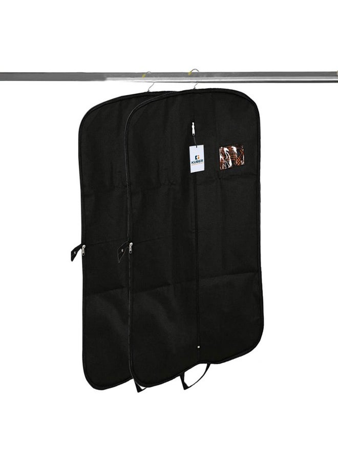 Kuber Industries Pack of 2 Coat Cover | Foldable Blazer Cover | Suit Cover With Zipper Closure | Cloth Organizer For Dust Proof Jacket | Black