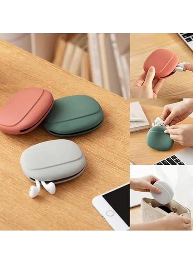 Portable Bag Charging Cable,Silicone Data Cable Storage Box,Multifunction Travel Cable Organizer, for Wired Earbuds