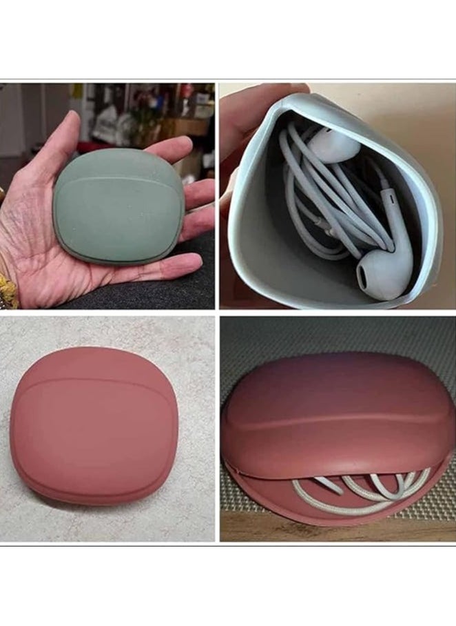 Portable Bag Charging Cable,Silicone Data Cable Storage Box,Multifunction Travel Cable Organizer, for Wired Earbuds