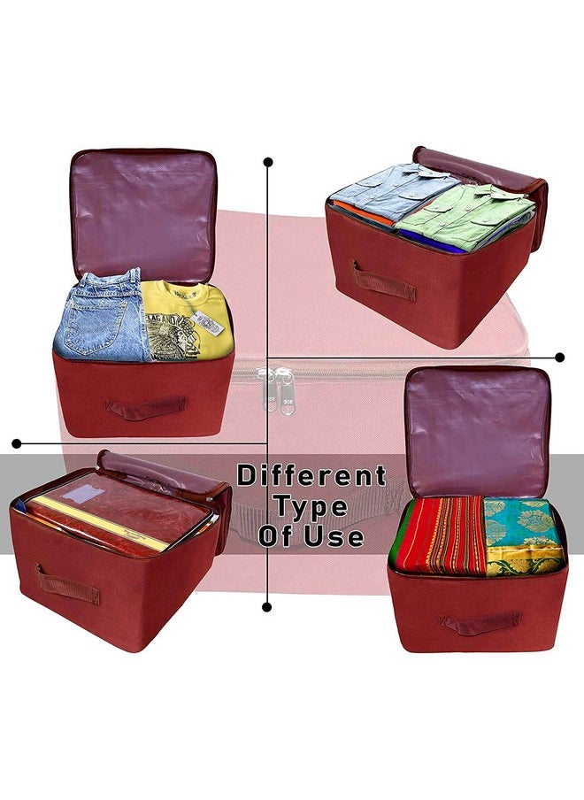 Heart Home Small Size Multi-Purpose Storage Bag/Wardrobe Organizer/Clothing Storage Organizer/Travel Storage Bag/Saree Storage Bag with Zipper Closure And Strong Handle (Maroon)-HS_38_HEARTH21321