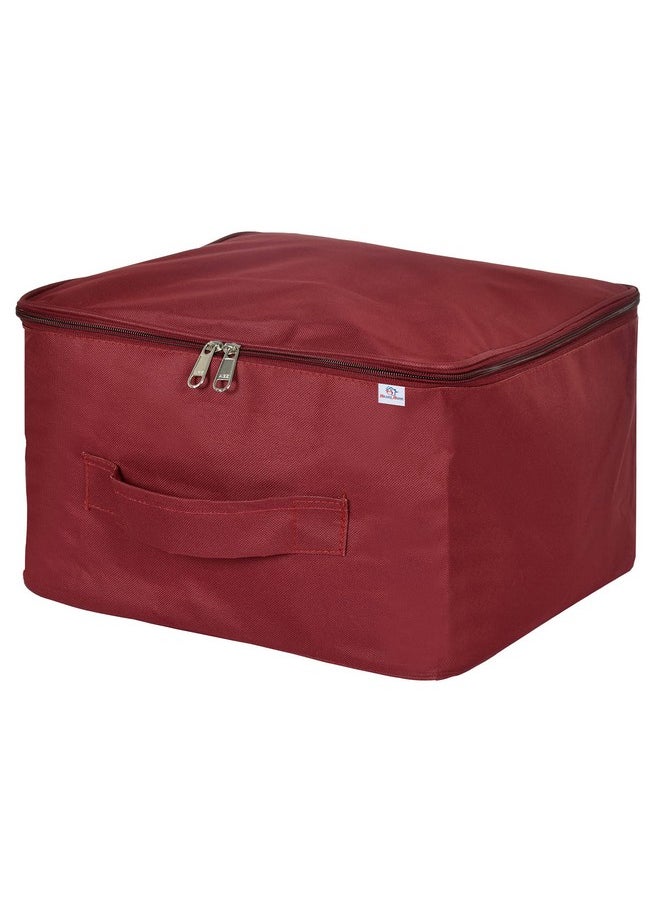 Heart Home Small Size Multi-Purpose Storage Bag/Wardrobe Organizer/Clothing Storage Organizer/Travel Storage Bag/Saree Storage Bag with Zipper Closure And Strong Handle (Maroon)-HS_38_HEARTH21321