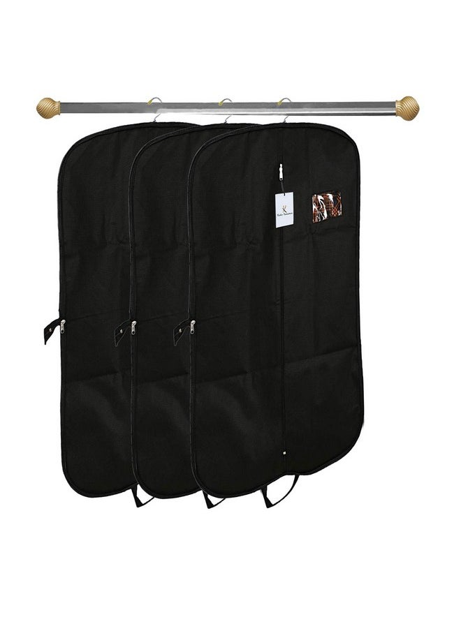 Kuber Industries Coat Cover|Foldable Blazer Cover|Suit Cover With Zipper Closure|Cloth Organizer For Dust Proof Jacket|Pack of 3 (Black)