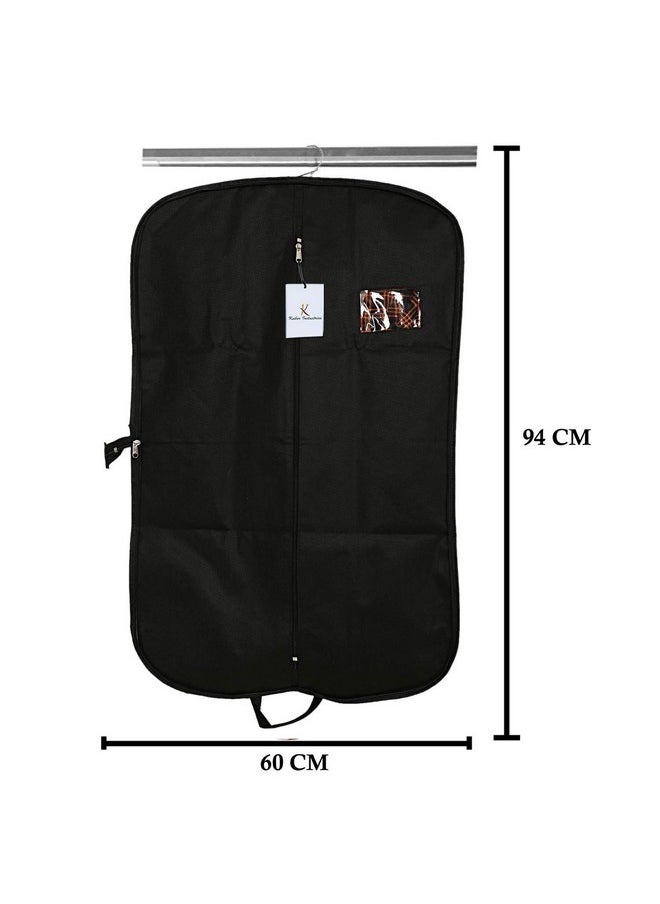 Kuber Industries Coat Cover|Foldable Blazer Cover|Suit Cover With Zipper Closure|Cloth Organizer For Dust Proof Jacket|Pack of 3 (Black)