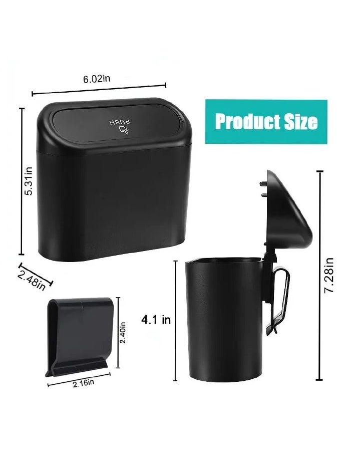 Car Trash Can Container with Bin Leak Proof Dustbin,One Roll Plastic Trash Bag 20 Pieces ,Automotive Garbage Container Bin for Vehicle, Home, Office (Black)