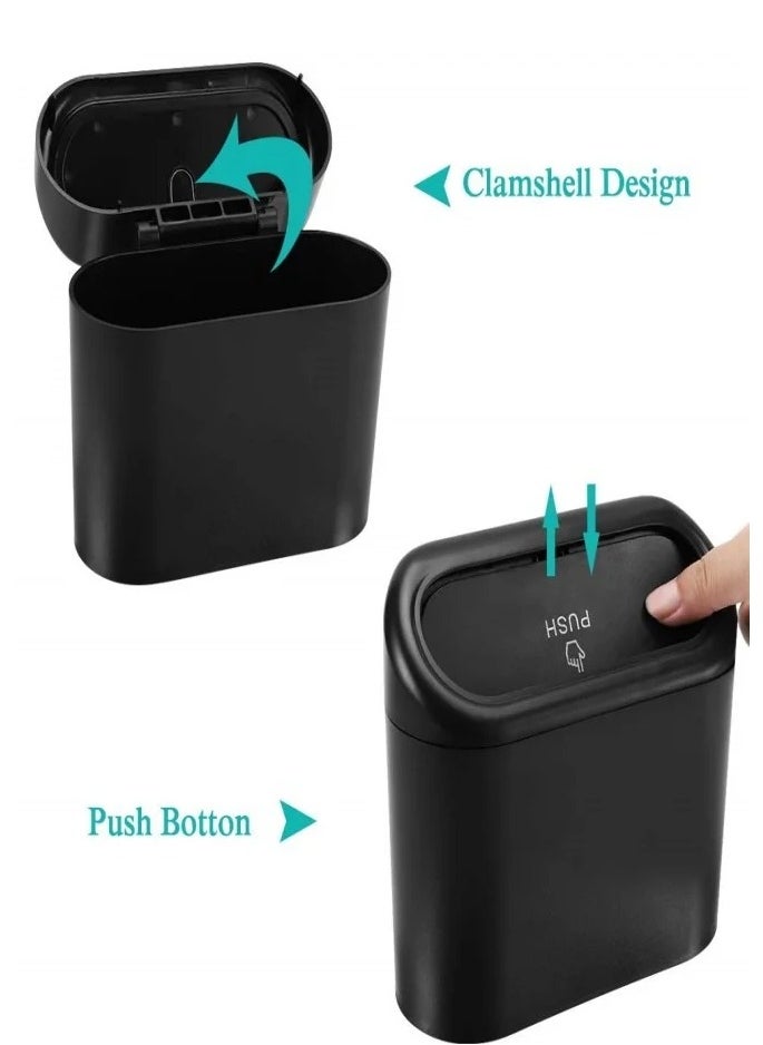 Car Trash Can Container with Bin Leak Proof Dustbin,One Roll Plastic Trash Bag 20 Pieces ,Automotive Garbage Container Bin for Vehicle, Home, Office (Black)