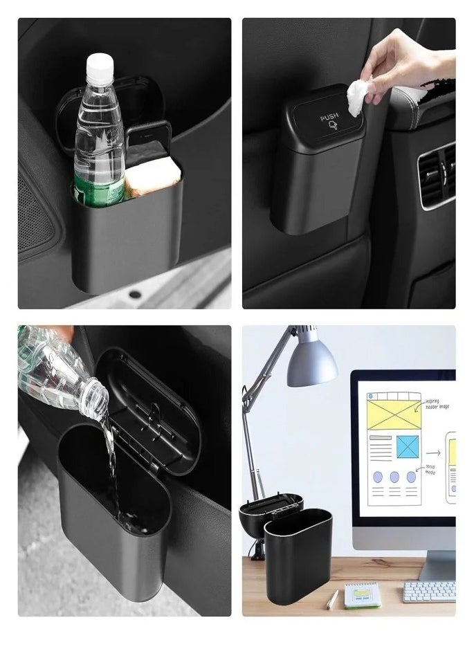 Car Trash Can Container with Bin Leak Proof Dustbin,One Roll Plastic Trash Bag 20 Pieces ,Automotive Garbage Container Bin for Vehicle, Home, Office (Black)