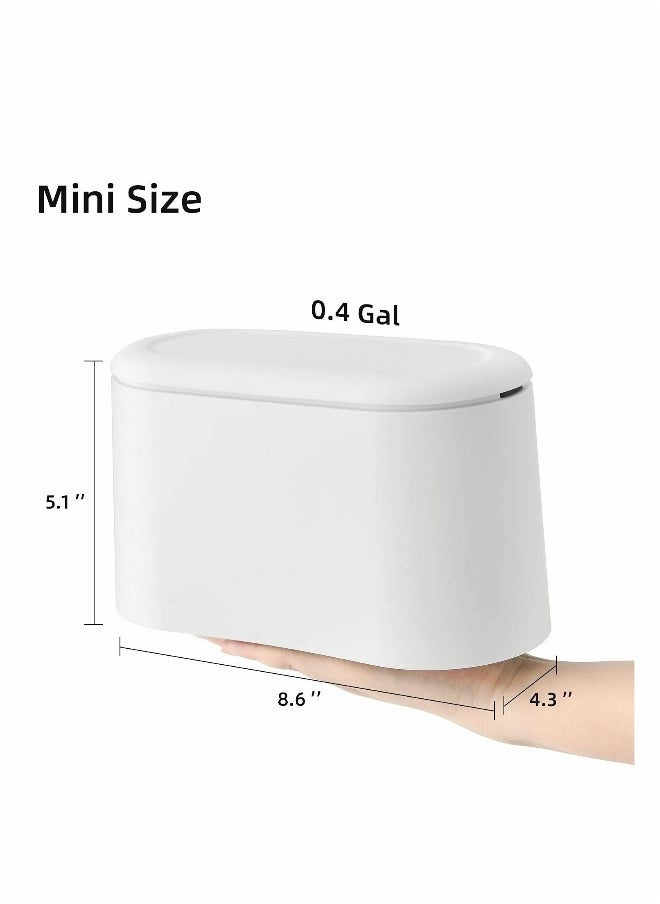 Mini Trash Can, Desktop Wastebasket with Lid, Pop-Up Cover Press Storage Box Double-layer Paper Basket Storage Bucket, for Table Desktop Office Kitchen, Simple and Versatile, Round, No Sharp Corners