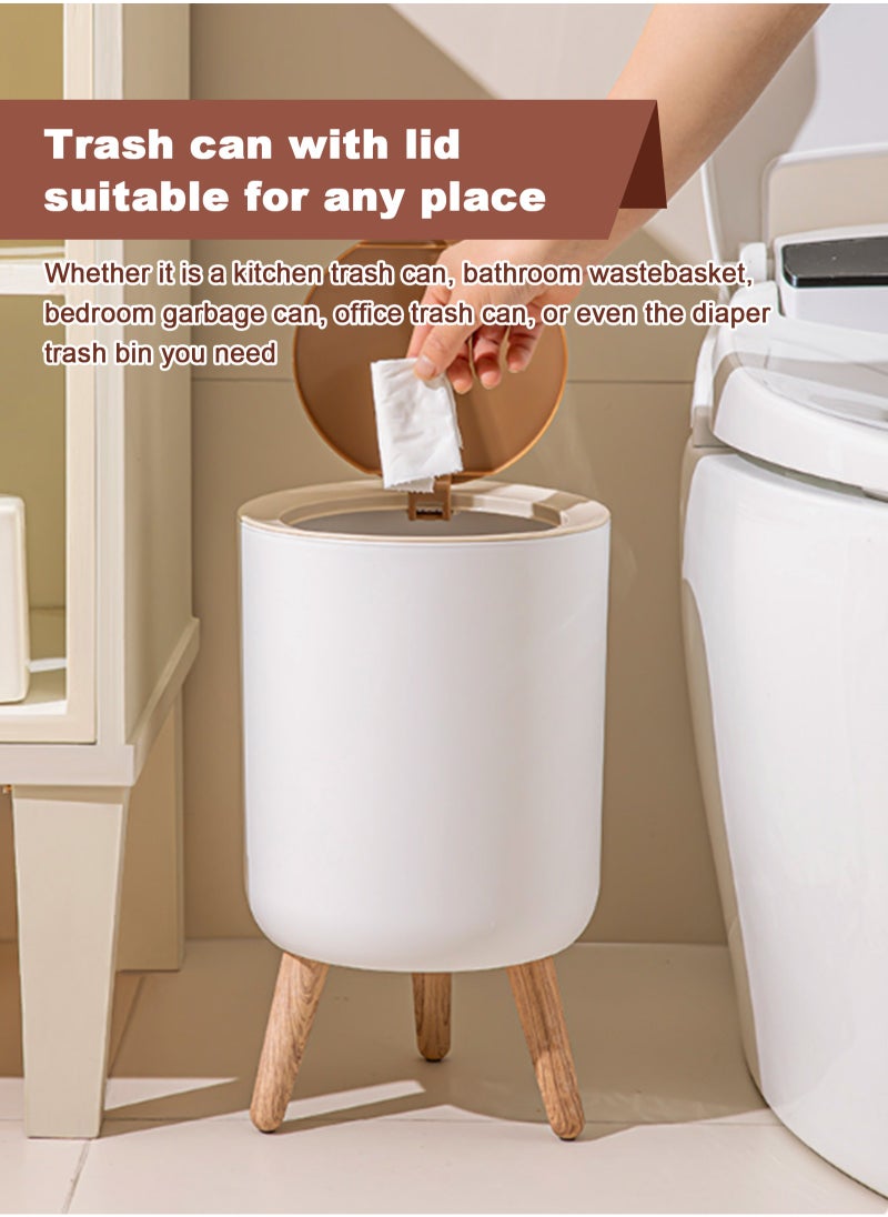 Trash can，7Liter/1.8 Gallon Garbage can with Press top Lid，Nordic Modern Waste Basket，Plastic Trash bin Suitable for Kitchen, Bathroom, Bedroom, Living Room, Office, Outdoor，Dog Proof Trash can