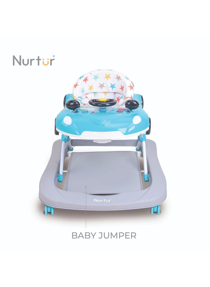 Nurtur 4 In 1 Baby Multi Walker-rocking Function- Music - 5 Height Adjustment- feeding table, car mould, easy fold - Multi