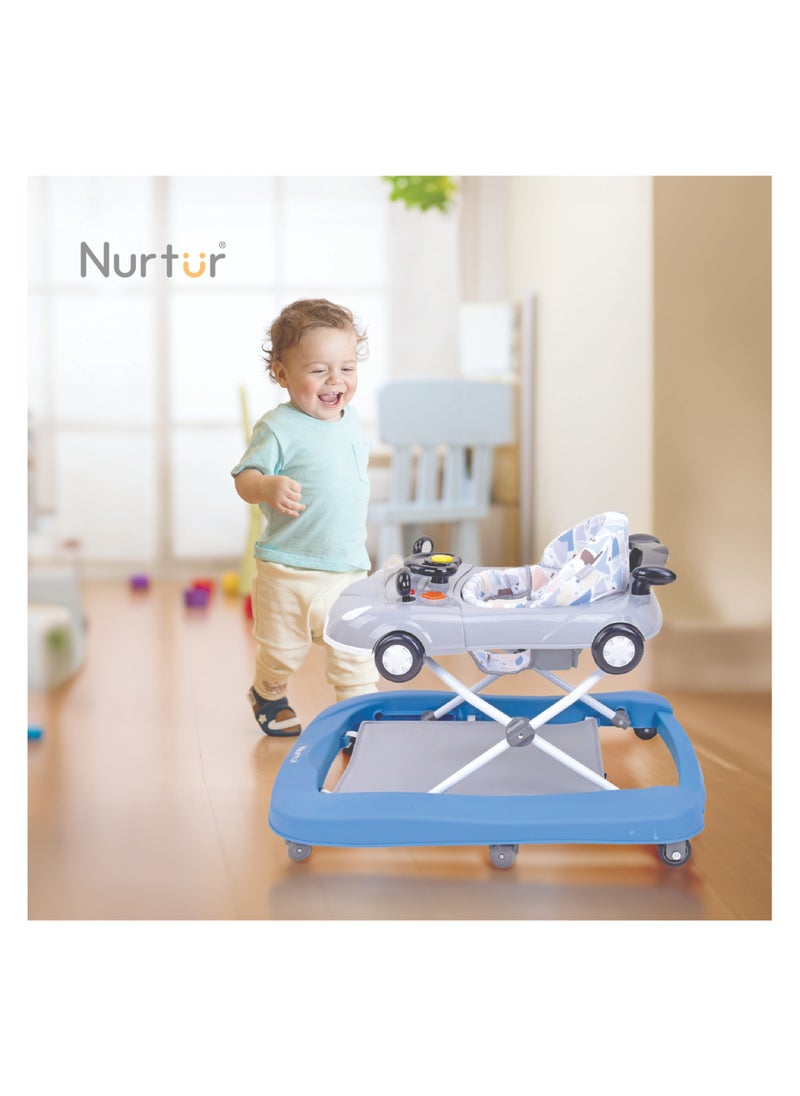 Nurtur 4 In 1 Baby Multi Walker-rocking Function- Music - 5 Height Adjustment- feeding table, car mould, easy fold - Multi