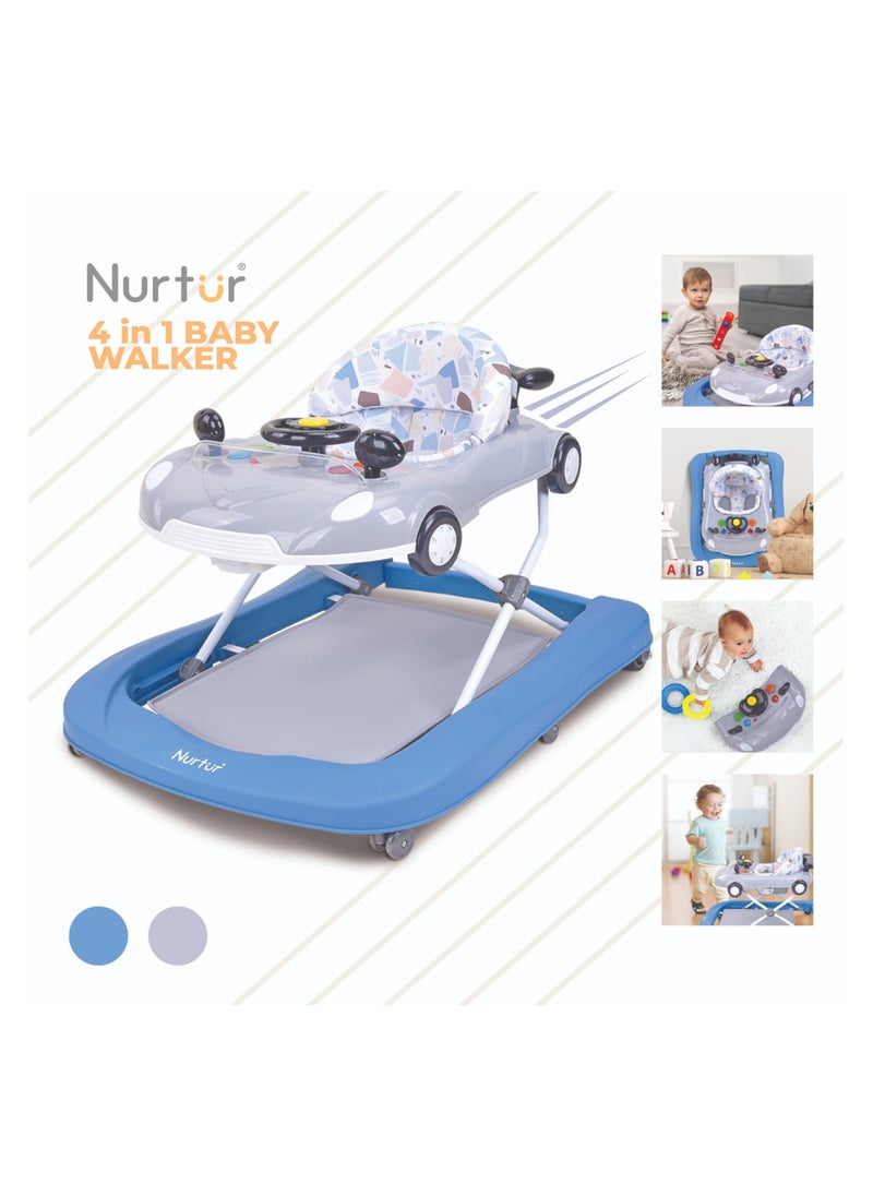 Nurtur 4 In 1 Baby Multi Walker-rocking Function- Music - 5 Height Adjustment- feeding table, car mould, easy fold - Multi