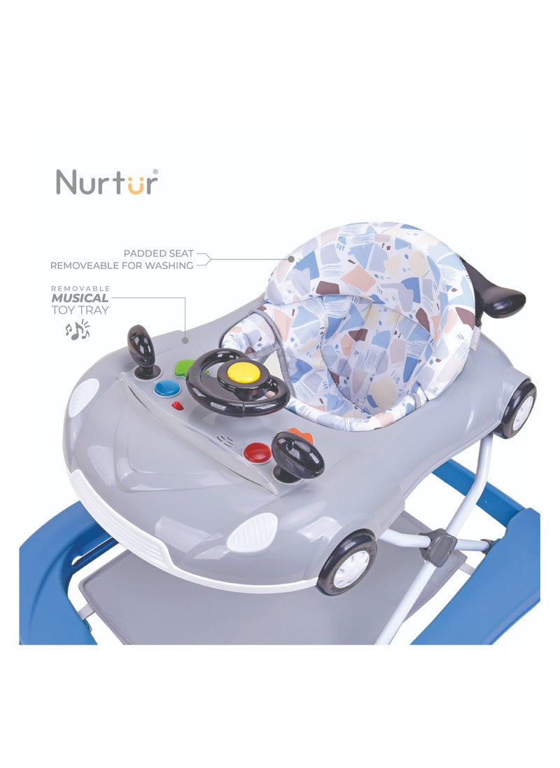 Nurtur 4 In 1 Baby Multi Walker-rocking Function- Music - 5 Height Adjustment- feeding table, car mould, easy fold - Multi