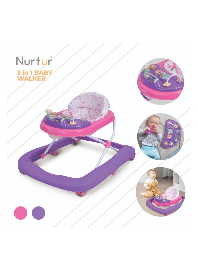 Nurtur 3 In 1 Baby Multi Walker-rocking Function- Music - 3 Height Adjustment, easy fold - Multi