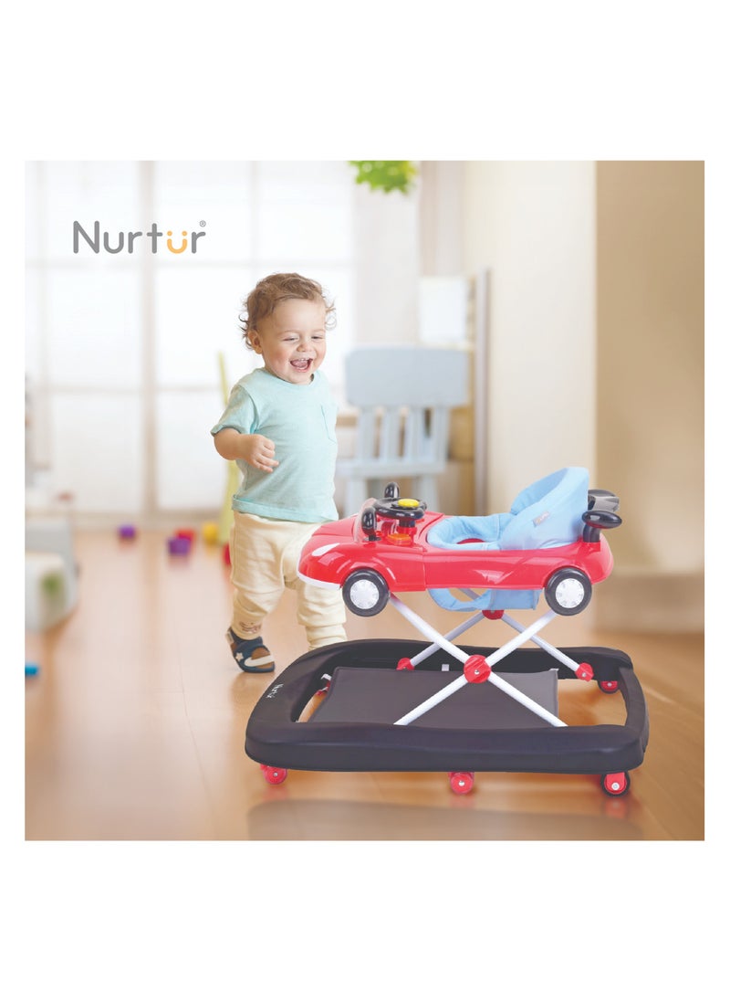 Nurtur 4 In 1 Baby Multi Walker-rocking Function- Music - 5 Height Adjustment- feeding table, car mould, easy fold - Multi