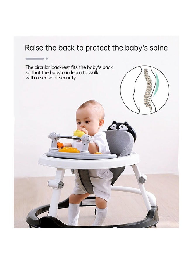 Baby Walker 5 in 1 Foldable Baby Walker with Wheels Music Baby Toddler Walker with Push Handle Baby Bouncer Food Tray Sunshade Baby Walkers Grey for Babies 6 to 12 Months Boys Girls