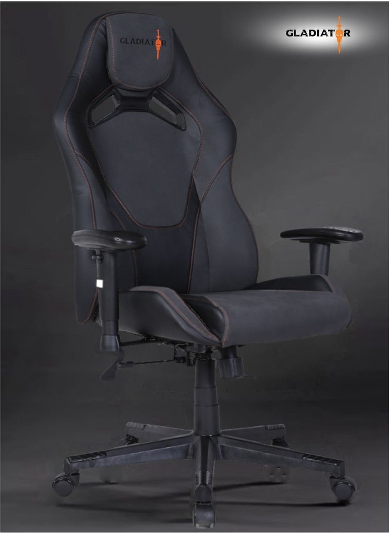 Elite Ergonomic Gaming Chair with Adjustable Lumbar and Neck Support, Reclining Function, and High-Back Design for Professional Gamers 127 x 73cm