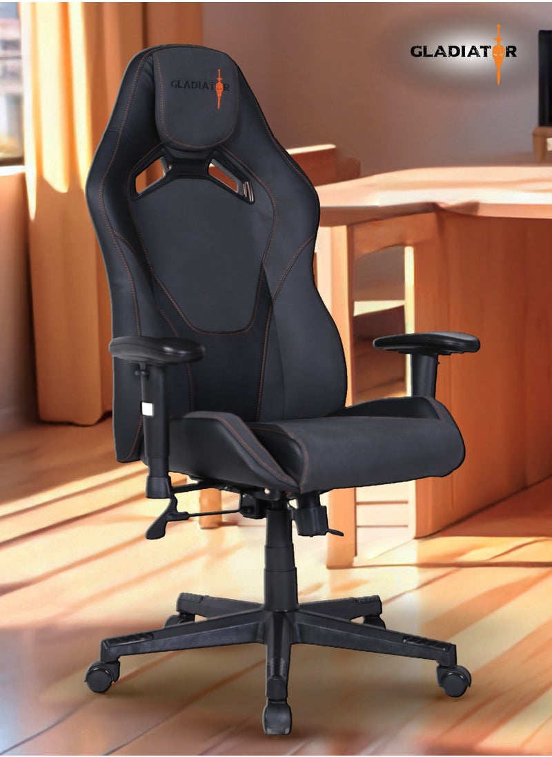 Elite Ergonomic Gaming Chair with Adjustable Lumbar and Neck Support, Reclining Function, and High-Back Design for Professional Gamers 127 x 73cm