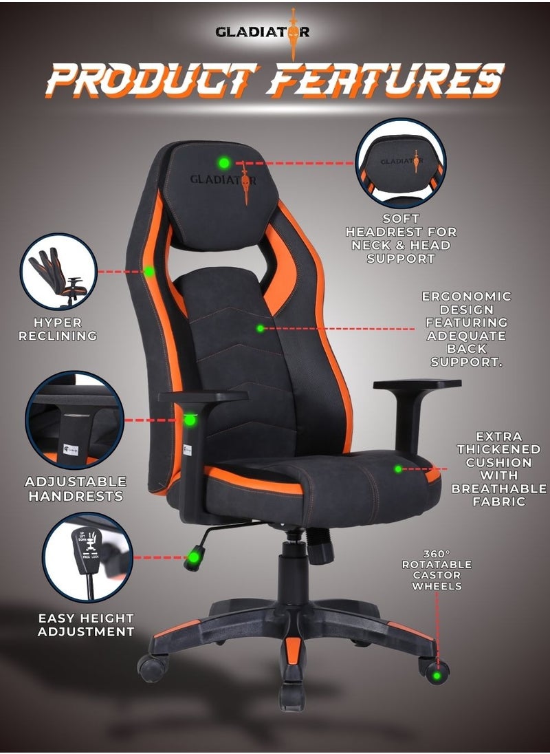 Pro Racing Style Gaming Chair with Premium PU Leather Ergonmic Cushion and Adjustable Backrest for Ultimate Gaming Comfort 128.5 x 65.5cm