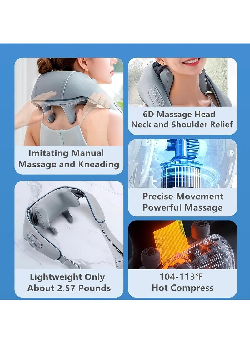 Mini Neck Massager, Shiatsu Back Neck Massager with Heat, Electric Massager for Back & Shoulder, Massage Pillow for Neck, Back, Shoulder, Leg, Deep Massage at Home for Muscle Relaxation