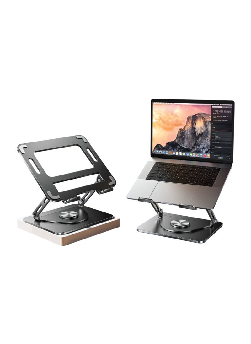 360° Rotatable Laptop Stand / 13-17 Inch Laptops Compatible Device / Non-Slip Silicone / Secure & stable / Flexible Design / Foldable Design / Height Adjustment / Easy to Use / Metal Material - Black