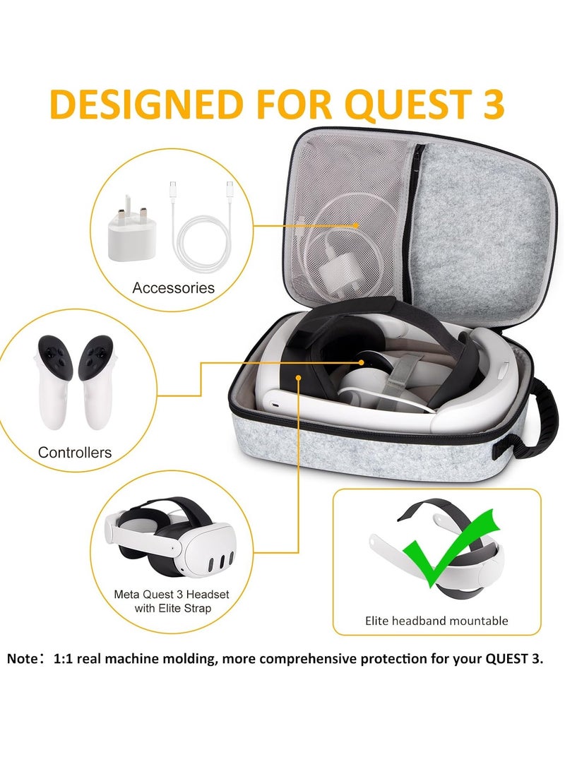 Hard Carrying Case for Meta Quest 3, Suitable for Travel and Home Storage, Portable Protection for Oculus Quest 3 with Elite Strap, Touch Controller and Other Accessories