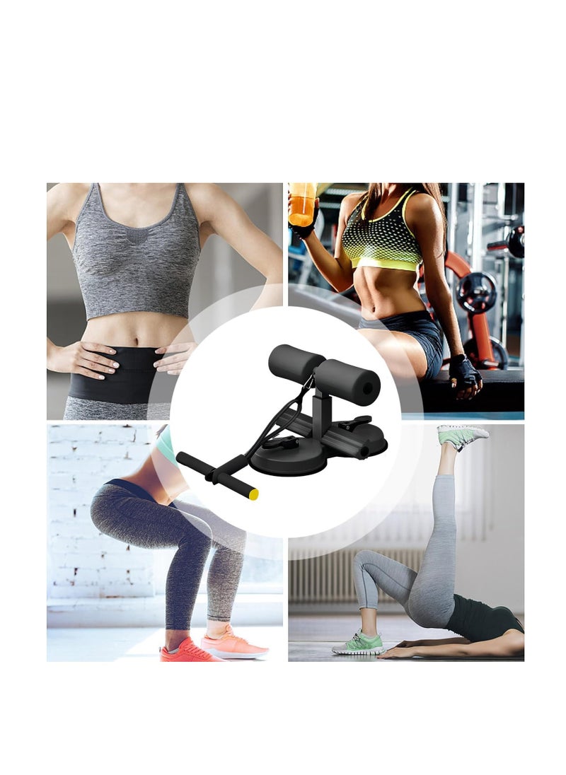 Sit Up Machine Sit-Up Foot holder with Elastic 2 Suction Cups and Tension Rope for Abdomen Arm Leg Stretching Slimming (Black)