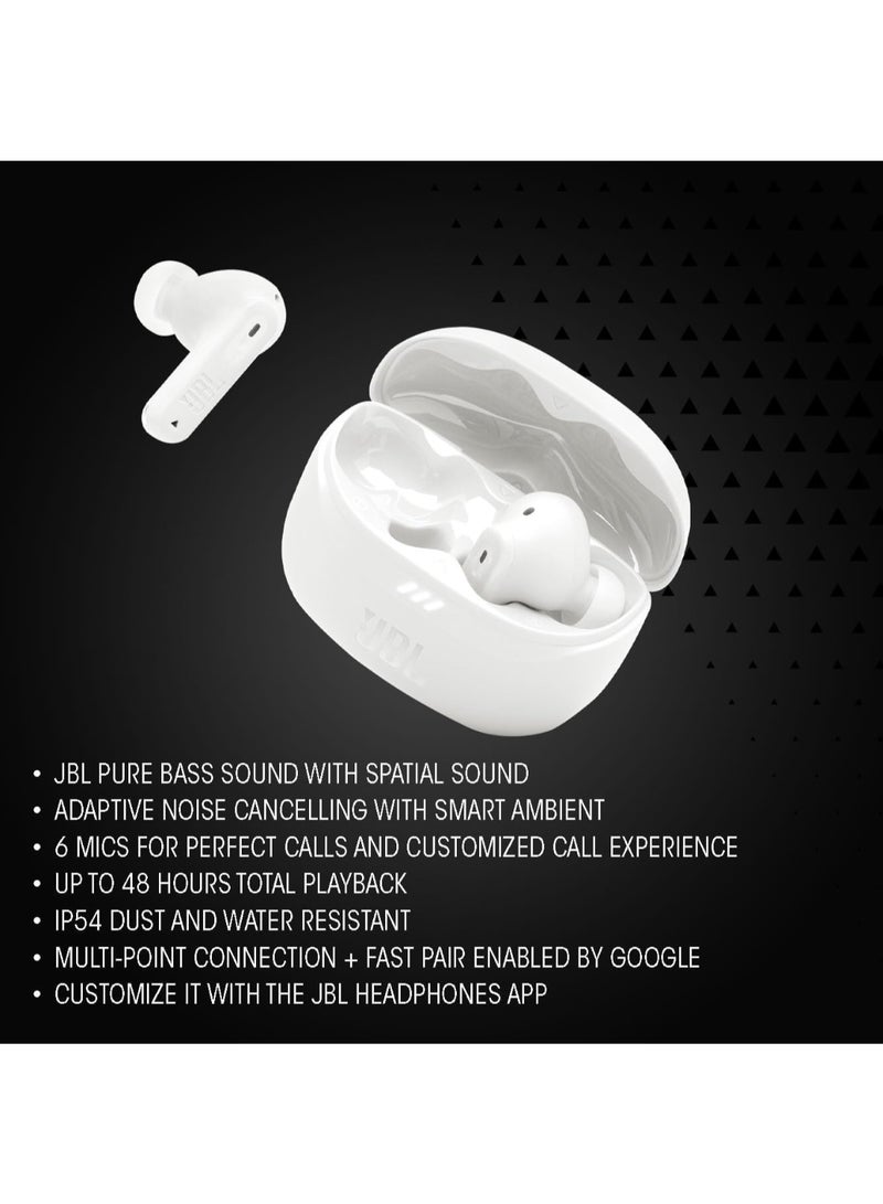 Tune Beam 2 True Wireless Noise Cancelling Earbuds, JBLTBEAM2GWHT White