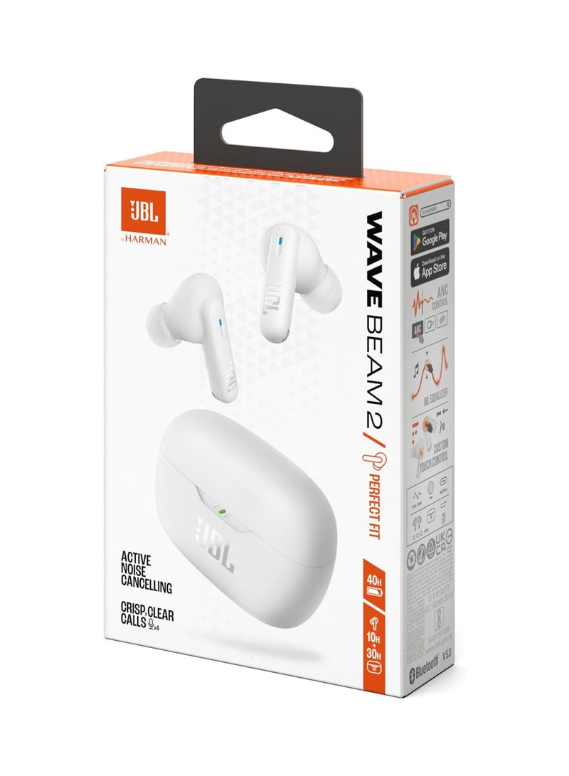 Wave Beam 2 True Wireless Noise Cancelling Earbuds, JBLWBEAM2WHT White