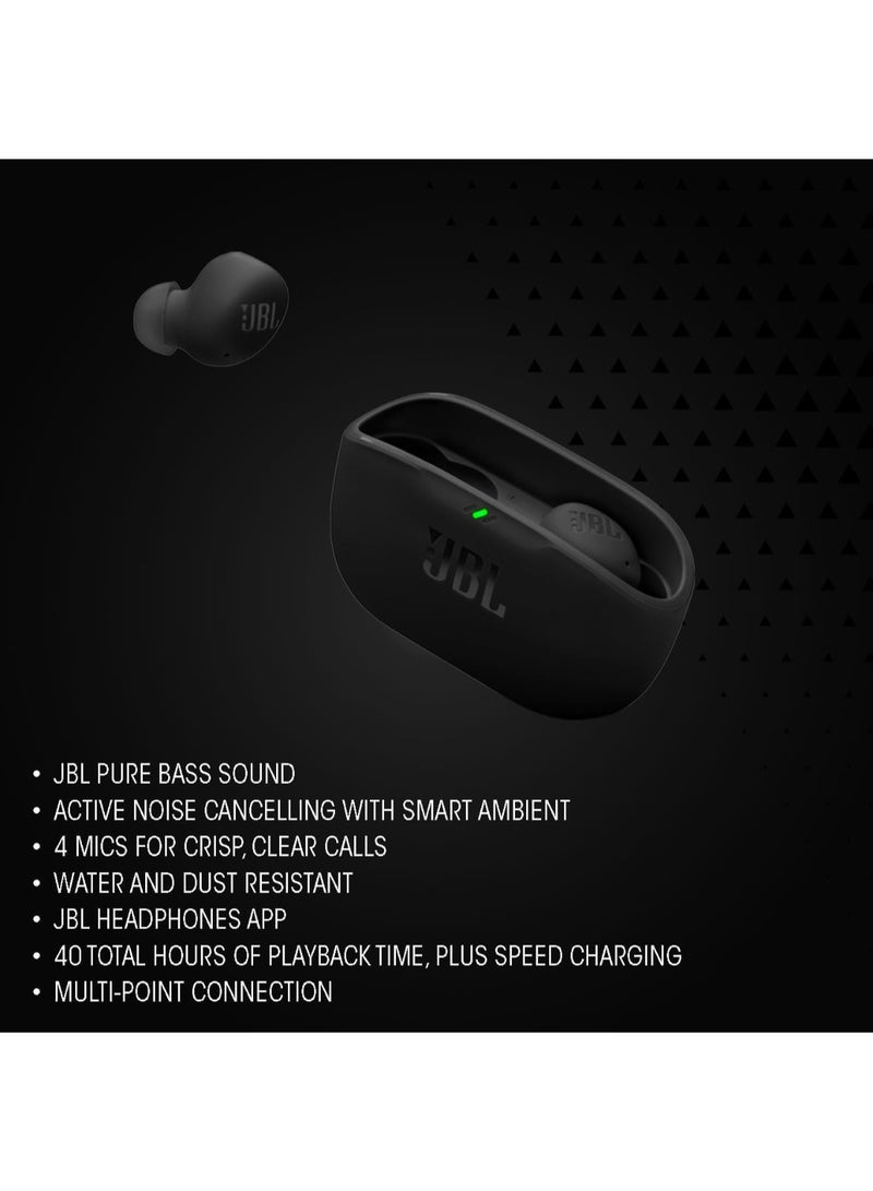 Wave Buds 2 True Wireless Noise Cancelling Earbuds, JBLWBUDS2BLK Black