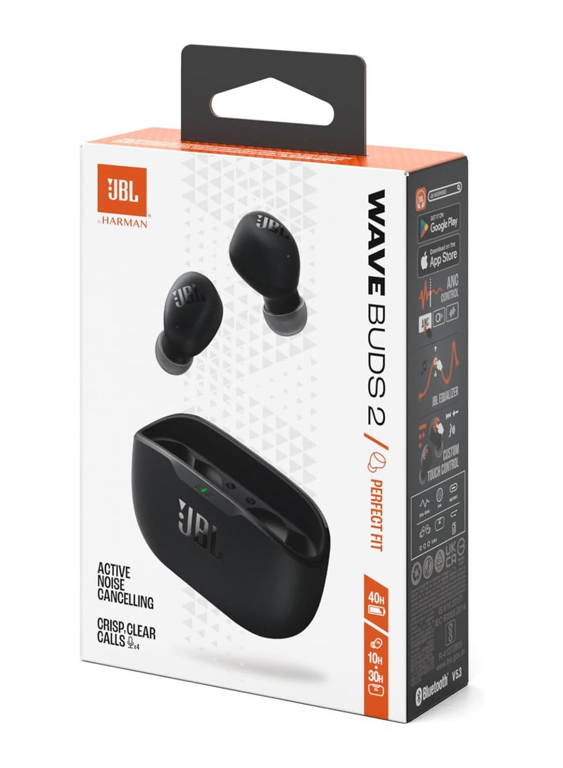 Wave Buds 2 True Wireless Noise Cancelling Earbuds, JBLWBUDS2BLK Black