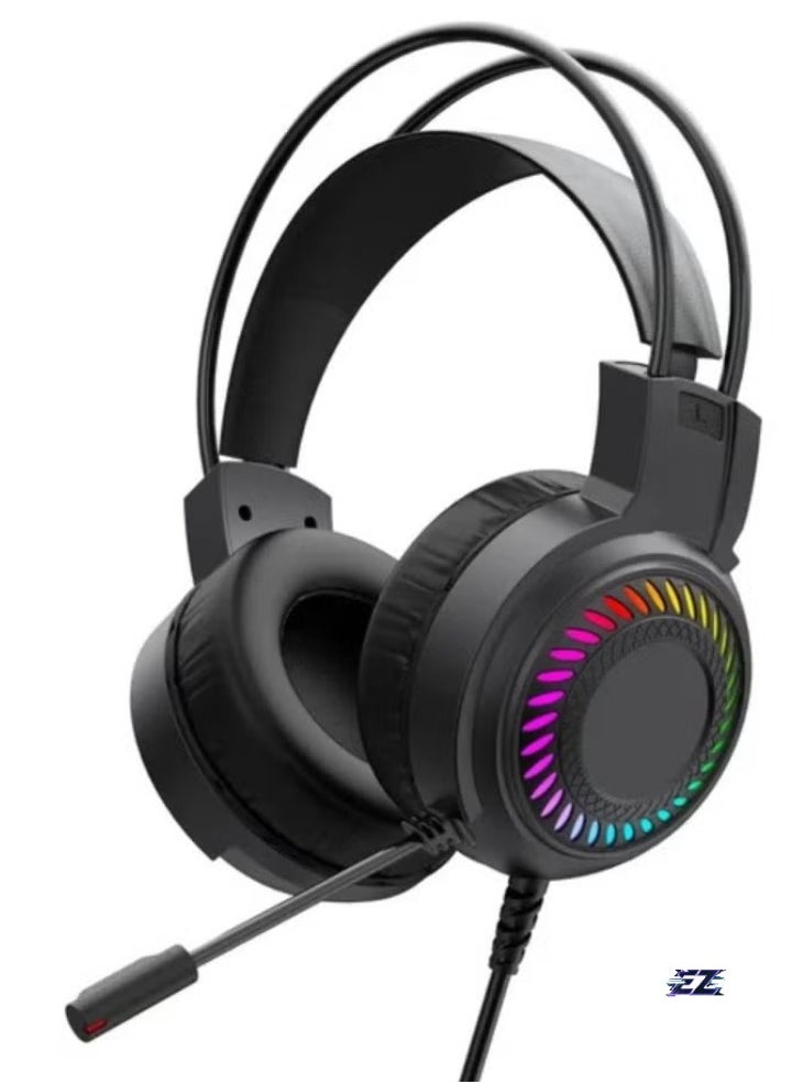 Gaming Headset with LED Backlight, 50mm Drivers, Noise-Cancelling Microphone, USB Connection, PU Leather Ear Cushions – Immersive Audio Experience for PC, PS4, Xbox, and More