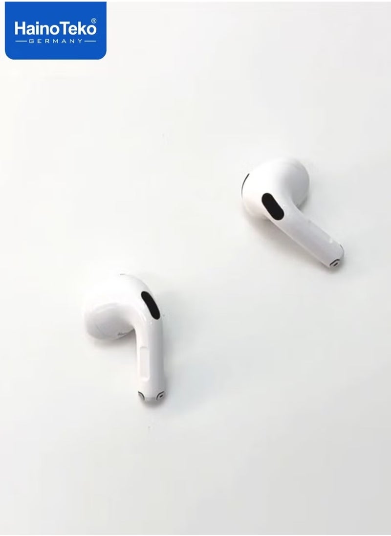 Air-6 Bluetooth Earphones with Built-in Speaker, Multi-Functional Touch Control, and Microphone, Compatible with iPhones and iPads, White