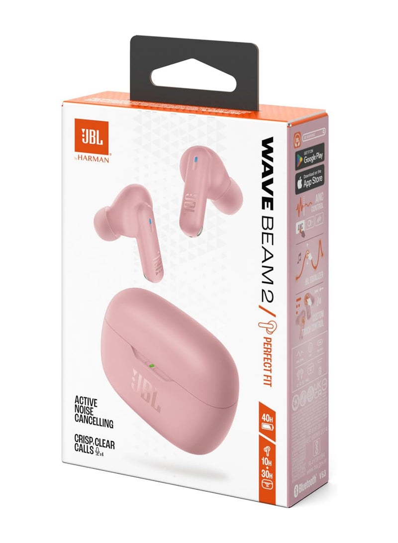 Wave Beam 2 True Wireless Noise Cancelling Earbuds, JBLWBEAM2PIK Pink