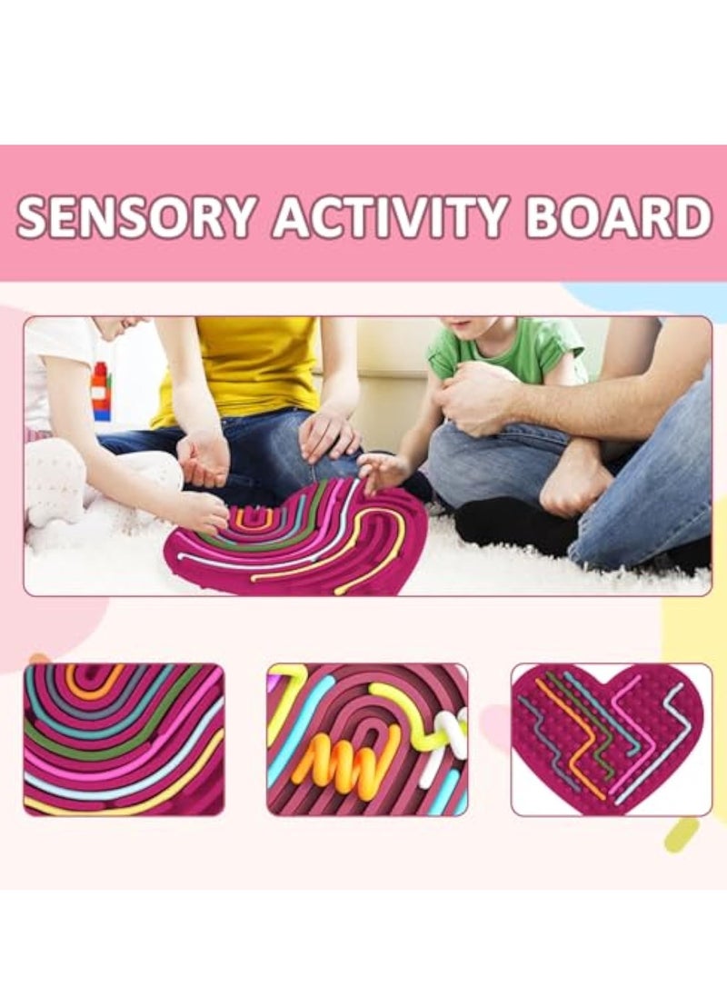 Push Peel Sensory Board, Sensory Activity Board, Fidget Board, Silicone Calm Down Sensory Toys with 11 Silicone Strips, Develop Fine Motor Skills for Children over 1 Year Old, Silent, No Mess, Calming