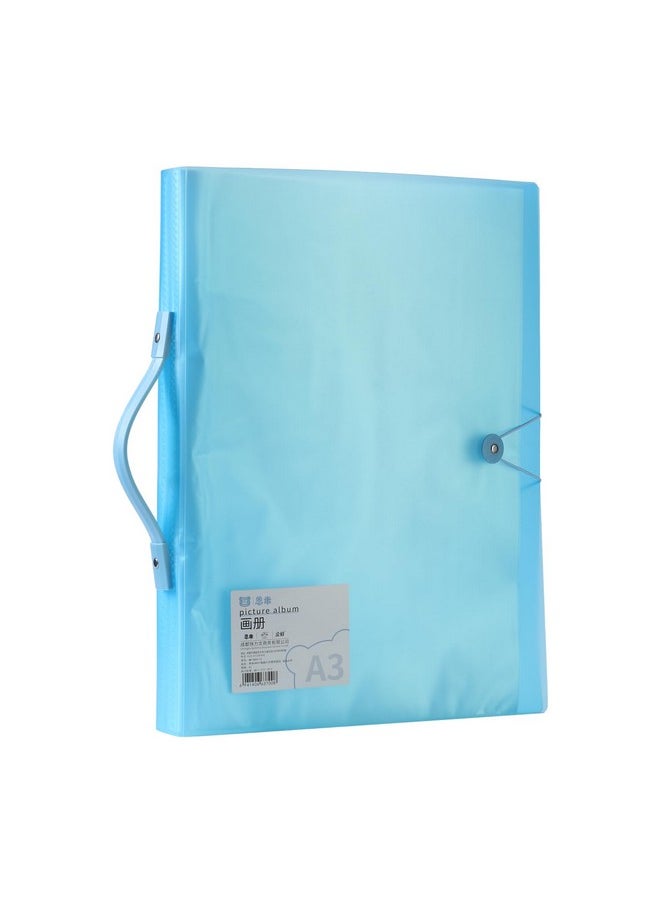 Art Portfolio Folder With Handle And Clear Sleeves 60 Pockets Display 120 Pages Plastic Painting Presentation Storage Book For Artwork Files Document A3 Size 17 X 13 Inch Blue