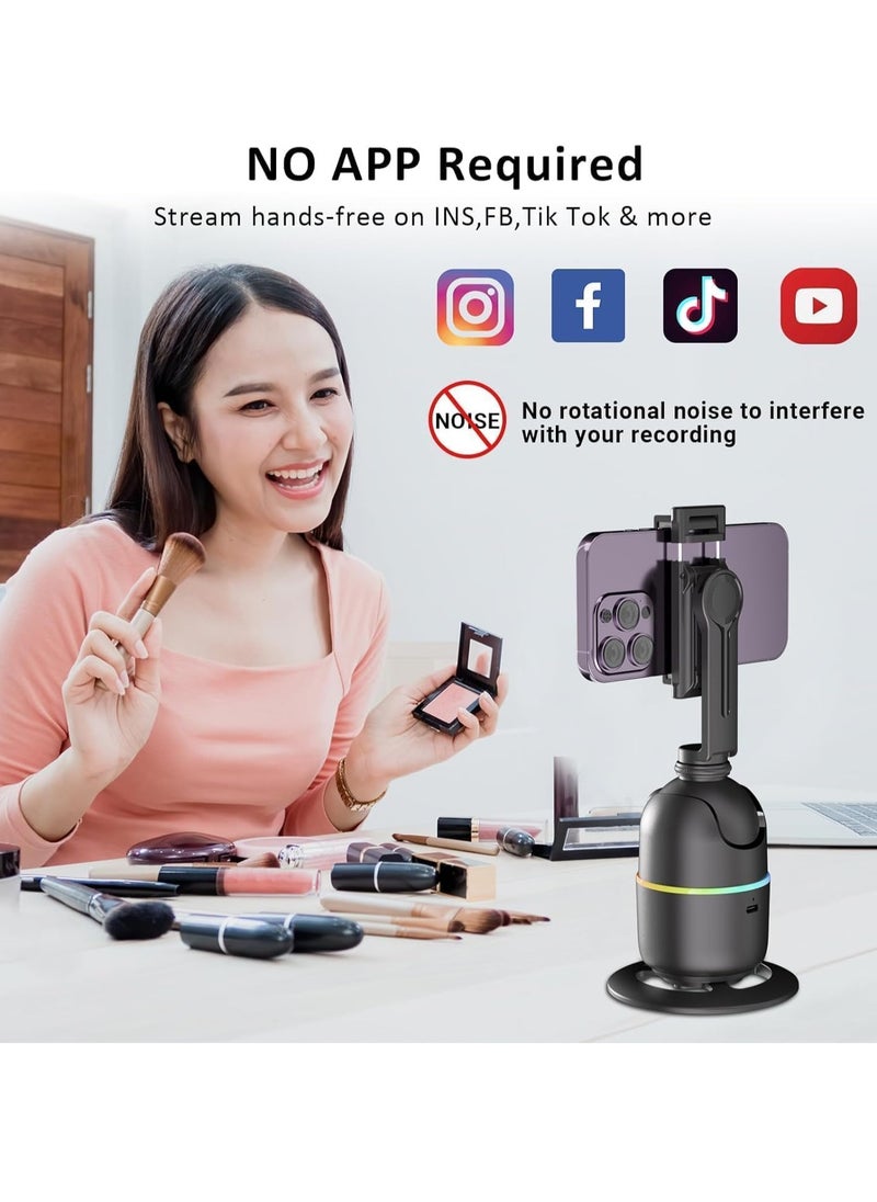 360° Rotation Smart Phone Holder with Auto Face Tracking – Gesture Control, No App Needed for Vlogging, Streaming, TikTok, Video Shooting – Universal Compatibility, Stable & Hands-Free Operation